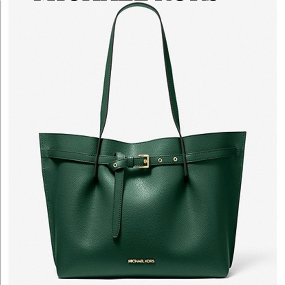 MICHAEL KORS Emilia Large Pebbled Leather Tote Bag Racing Green color - Picture 2 of 3